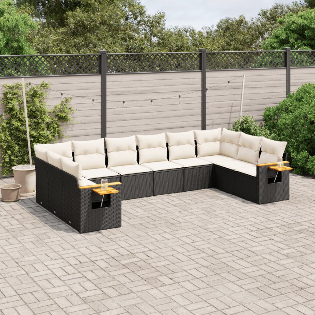 Set Canapele De Grădină Cu Perne, 11 Piese, , Poliratan