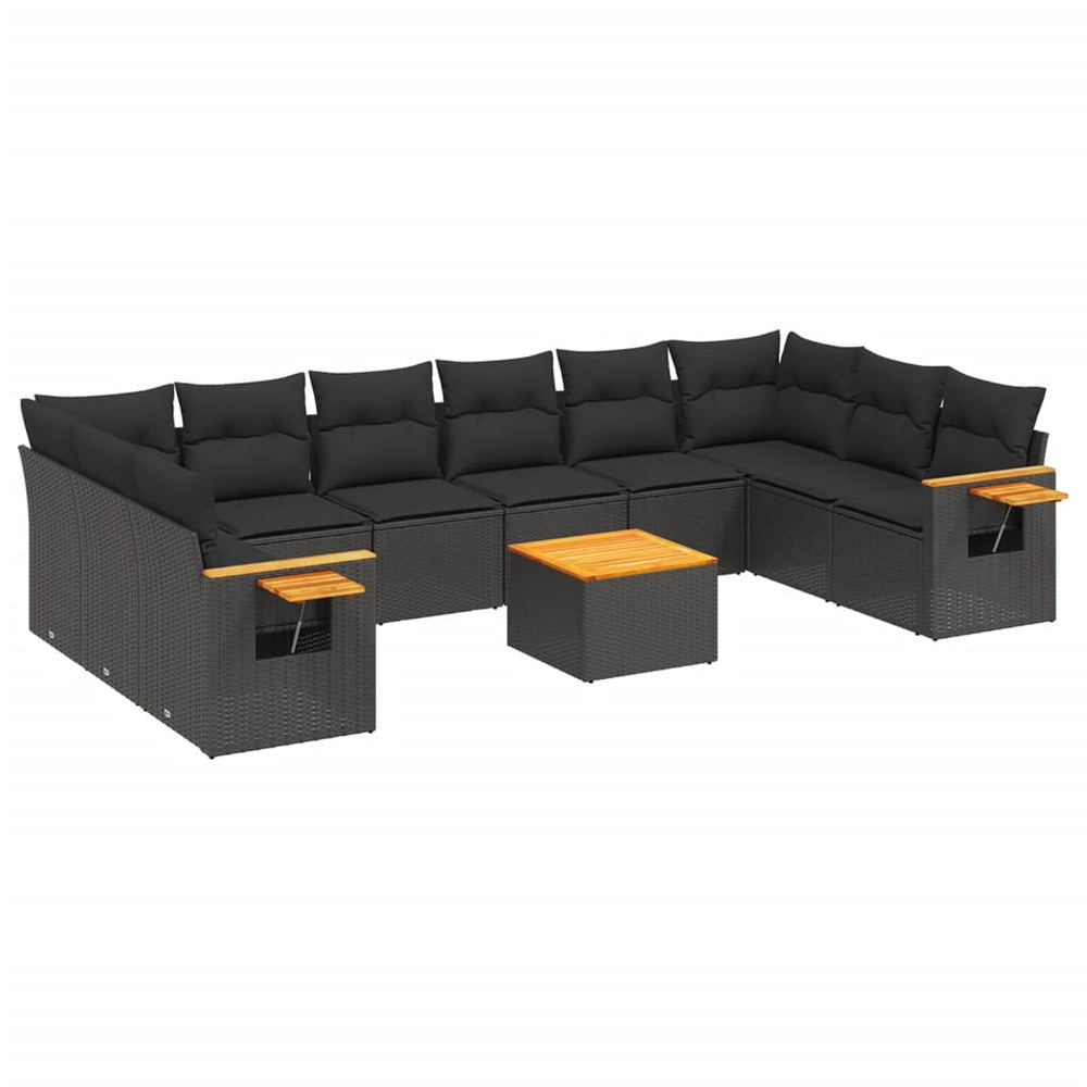 Set Canapele De Grădină Cu Perne, 11 Piese, , Poliratan