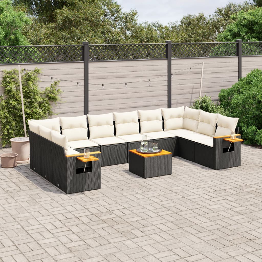 Set Canapele De Grădină Cu Perne, 11 Piese, , Poliratan