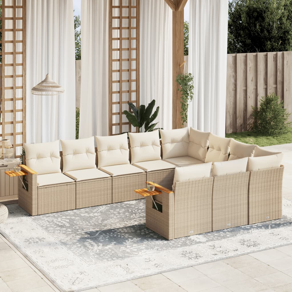 Set Mobilier De Grădină Cu Perne, 10 Piese, , Poliratan