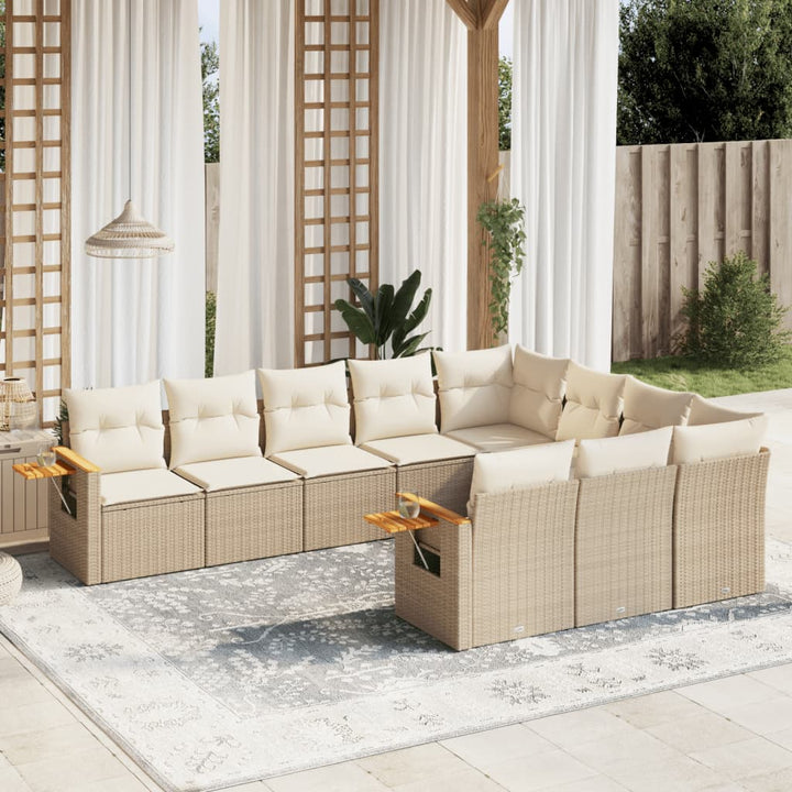 Set Mobilier De Grădină Cu Perne, 10 Piese, , Poliratan