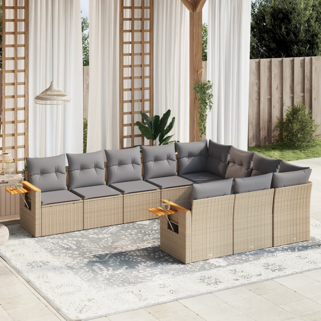 Set Mobilier De Grădină Cu Perne, 10 Piese, , Poliratan