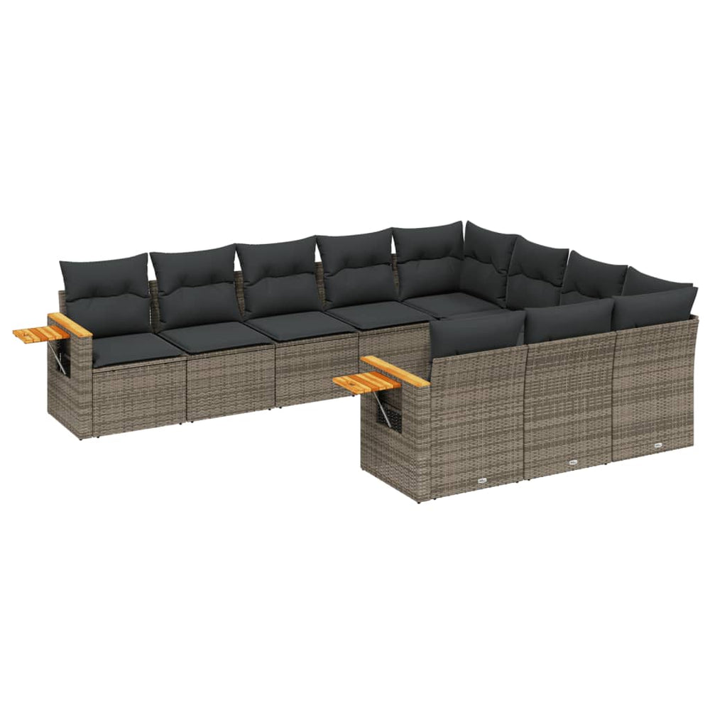 Set Mobilier De Grădină Cu Perne, 10 Piese, , Poliratan