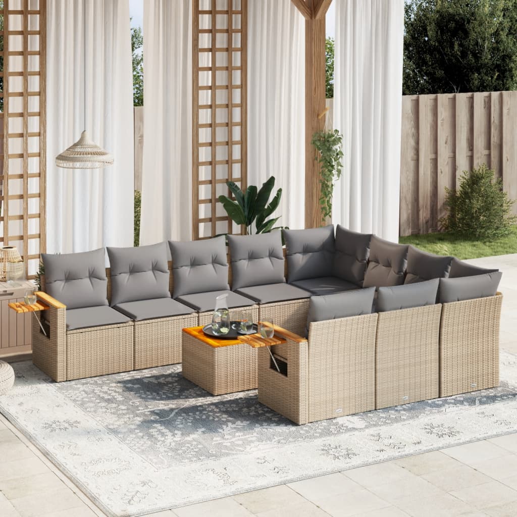 Set Mobilier De Grădină Cu Perne, 10 Piese, , Poliratan