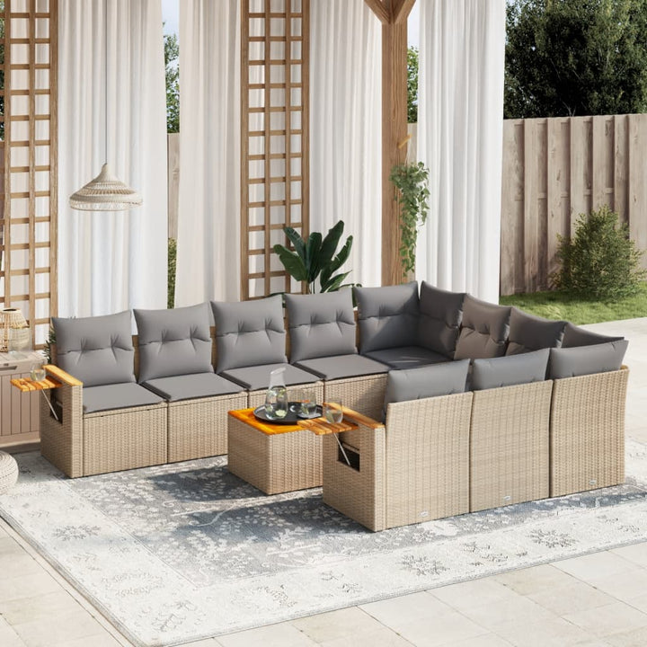 Set Mobilier De Grădină Cu Perne, 10 Piese, , Poliratan