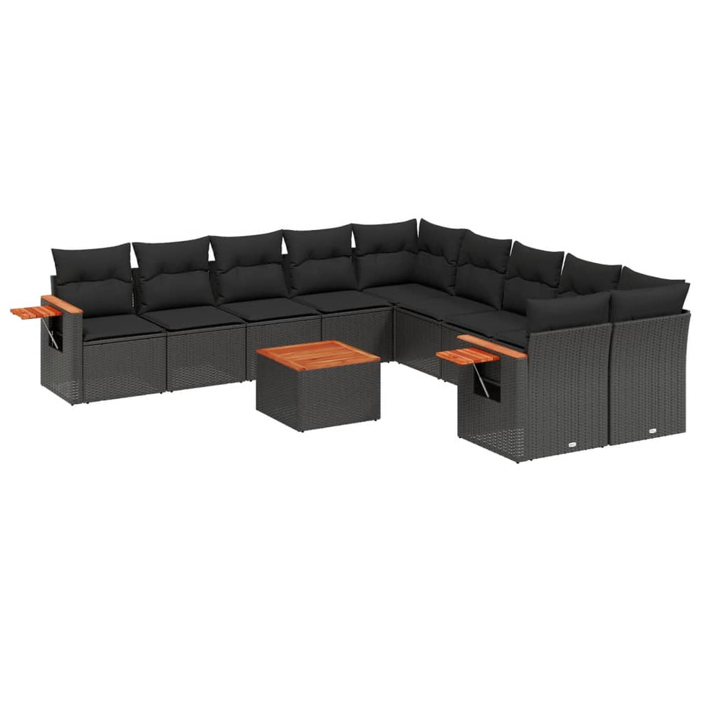 Set Canapele De Grădină Cu Perne, 11 Piese, , Poliratan