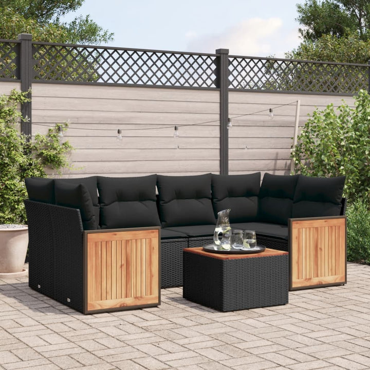 Set Canapele De Grădină Cu Perne, 7 Piese, , Poliratan