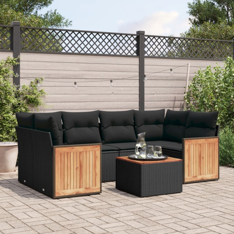 Set Canapele De Grădină Cu Perne, 7 Piese, , Poliratan