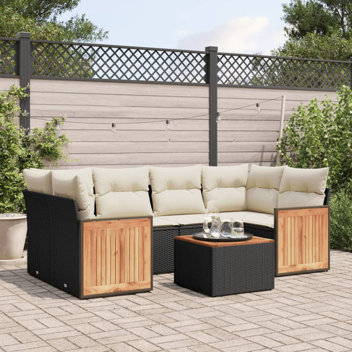 Set Canapele De Grădină Cu Perne, 7 Piese, , Poliratan