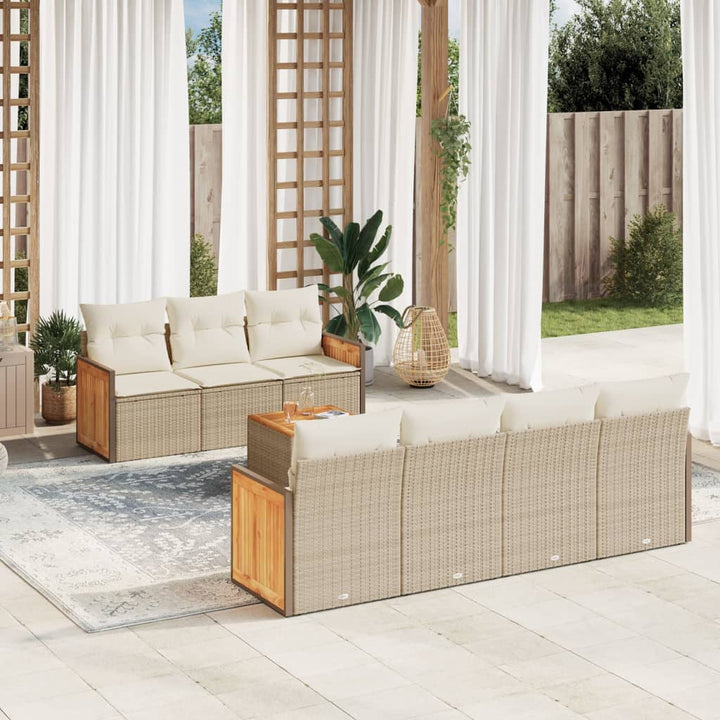 Set Mobilier De Grădină Cu Perne, 8 Piese, Negru, Poliratan