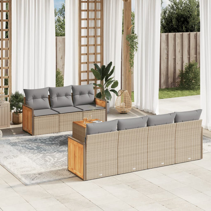Set Mobilier De Grădină Cu Perne, 8 Piese, Negru, Poliratan