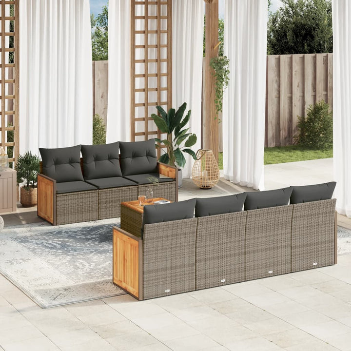 Set Mobilier De Grădină Cu Perne, 8 Piese, Negru, Poliratan