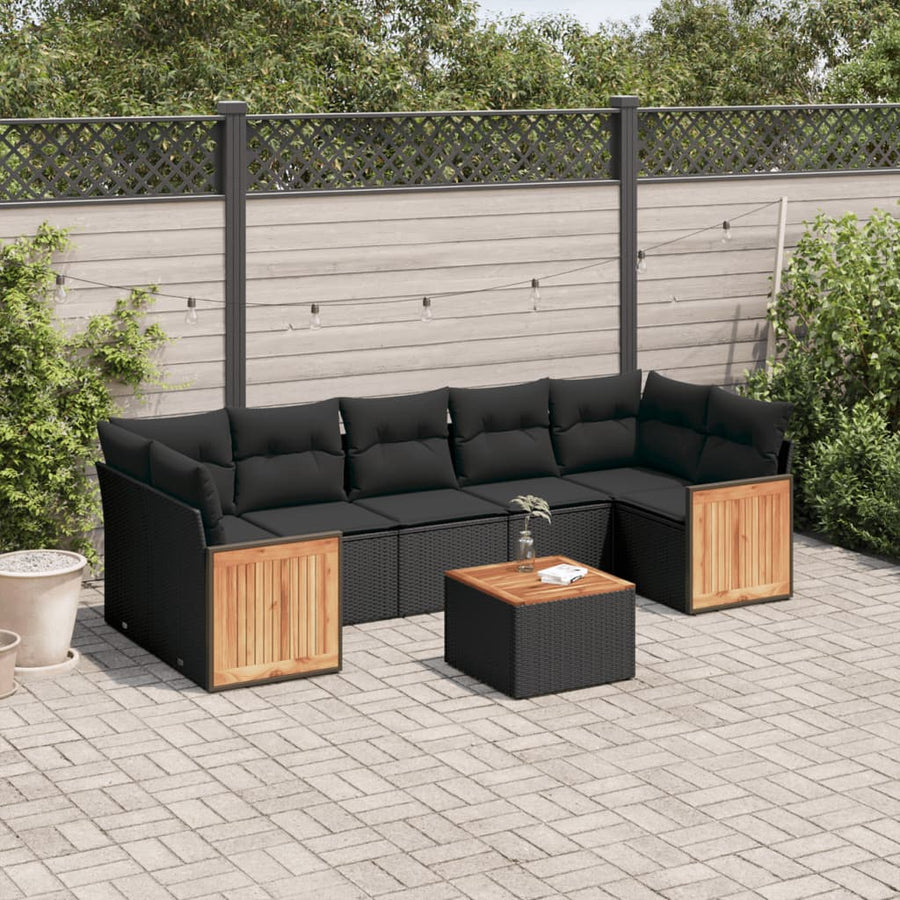 Set Mobilier De Grădină Cu Perne, 8 Piese, , Poliratan