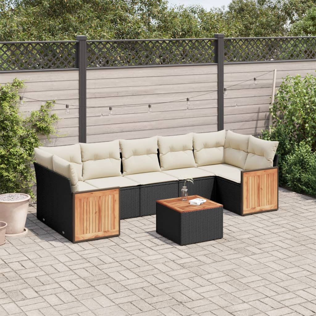 Set Mobilier De Grădină Cu Perne, 8 Piese, , Poliratan