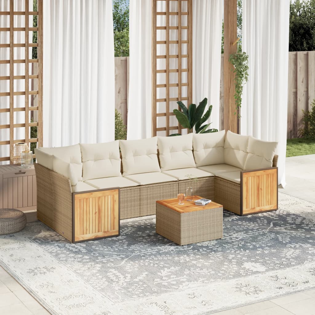 Set Mobilier De Grădină Cu Perne, 8 Piese, , Poliratan