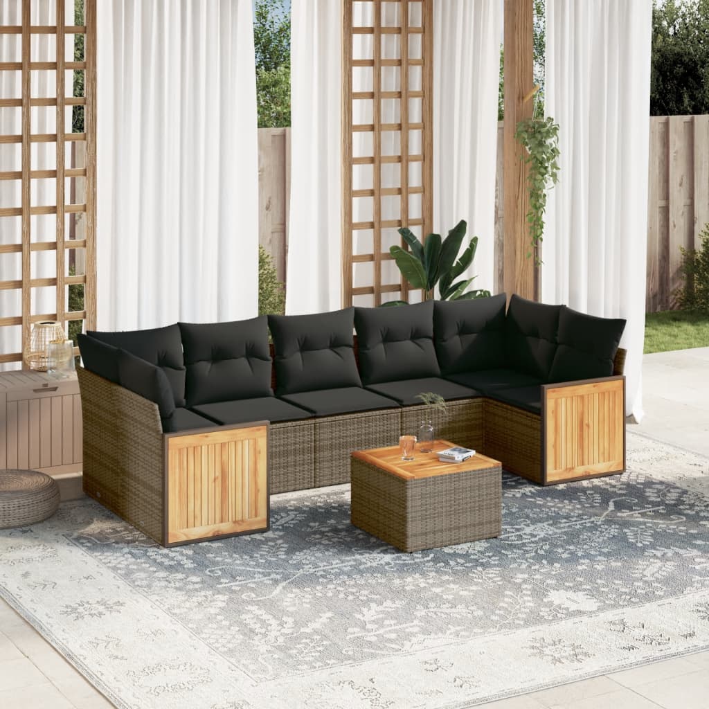 Set Mobilier De Grădină Cu Perne, 8 Piese, , Poliratan