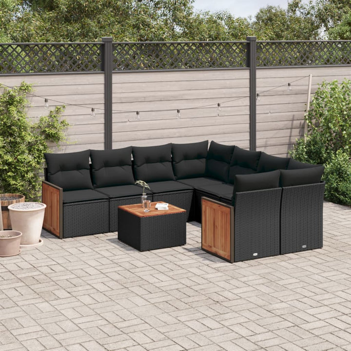 Set Canapele De Grădină, 9 Piese, Cu Perne, , Poliratan