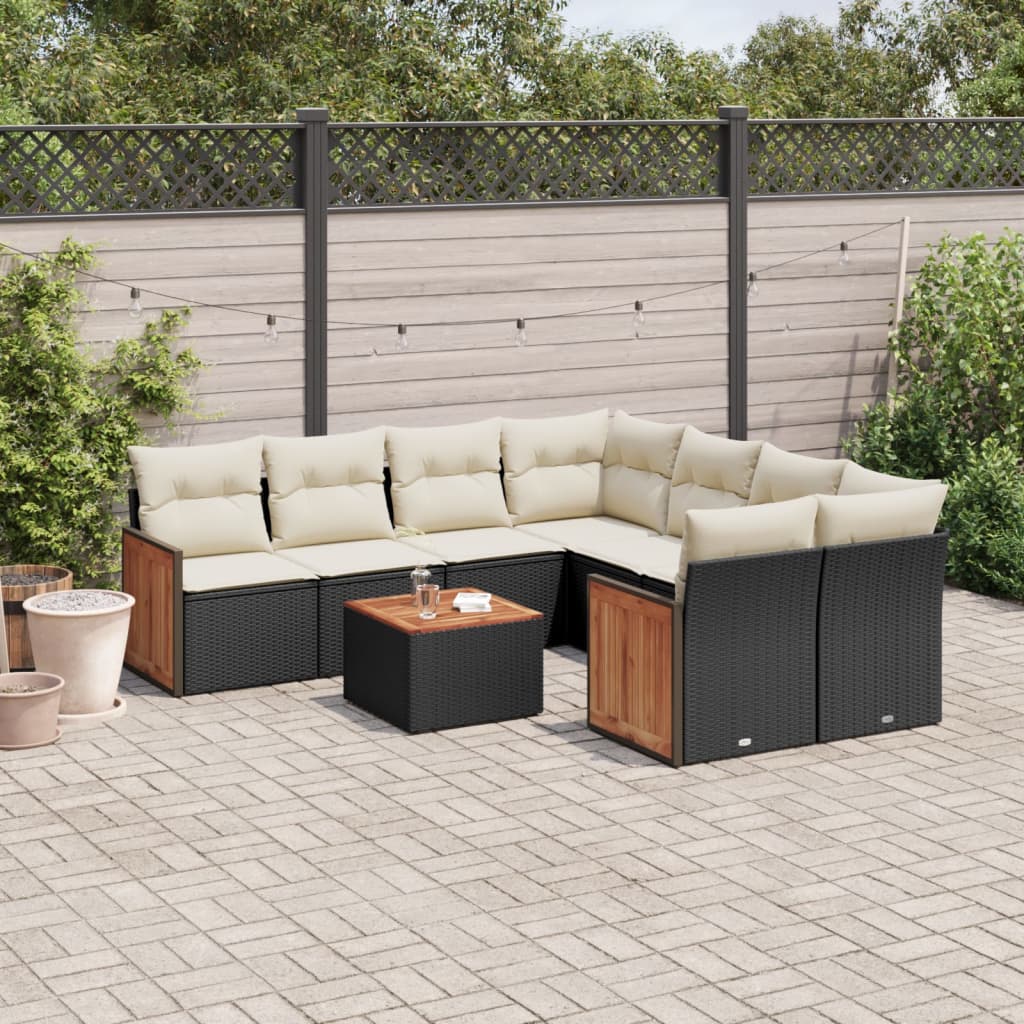 Set Canapele De Grădină, 9 Piese, Cu Perne, , Poliratan