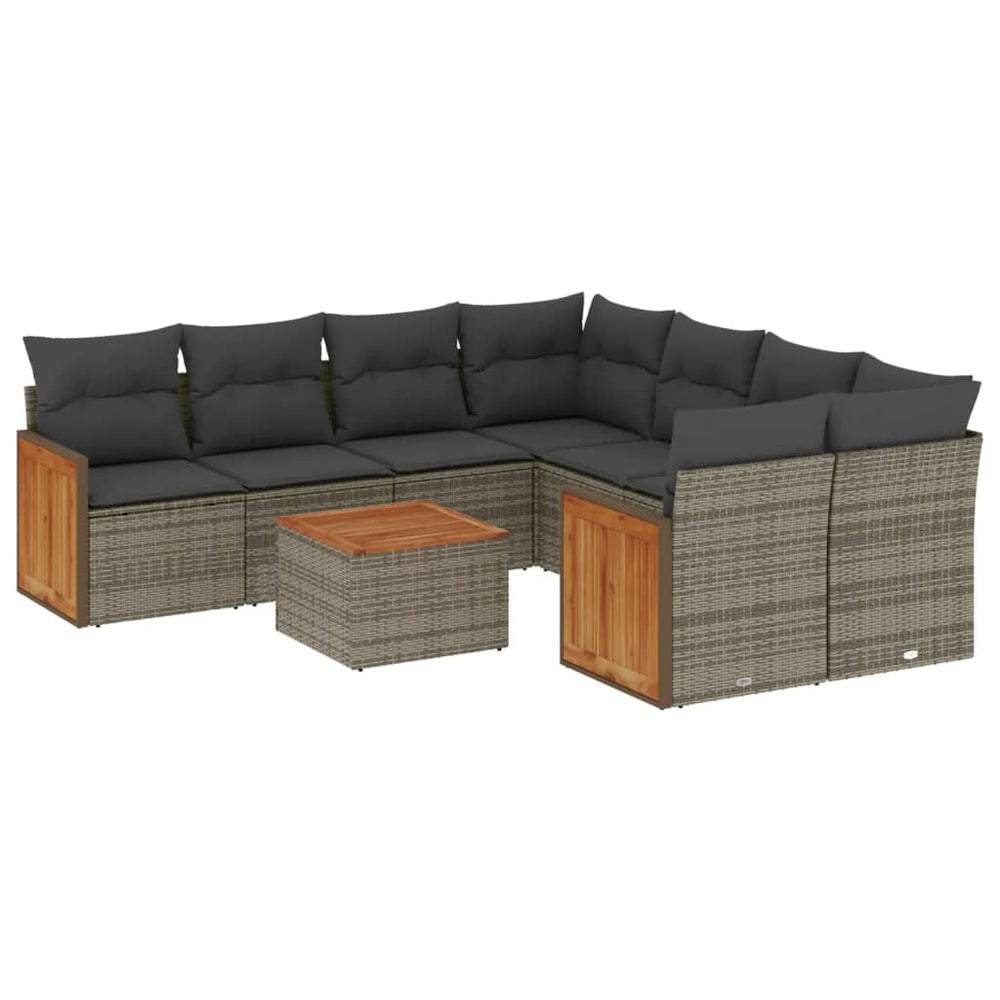 Set Canapele De Grădină, 9 Piese, Cu Perne, , Poliratan