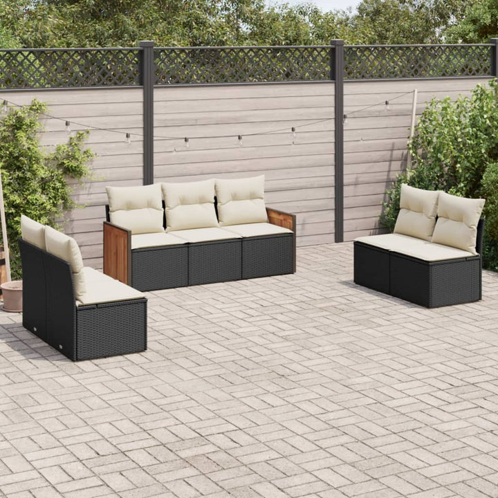 Set Mobilier De Grădină Cu Perne, 8 Piese, Negru, Poliratan