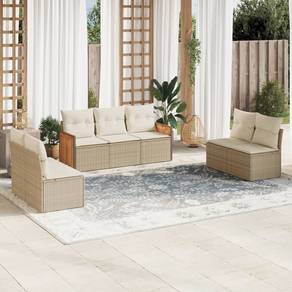 Set Mobilier De Grădină Cu Perne, 8 Piese, Negru, Poliratan