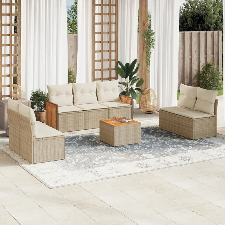 Set Mobilier De Grădină Cu Perne, 8 Piese, Negru, Poliratan