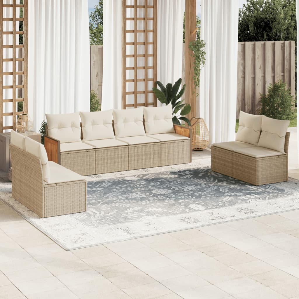 Set Mobilier De Grădină Cu Perne, 9 Piese, Negru, Poliratan