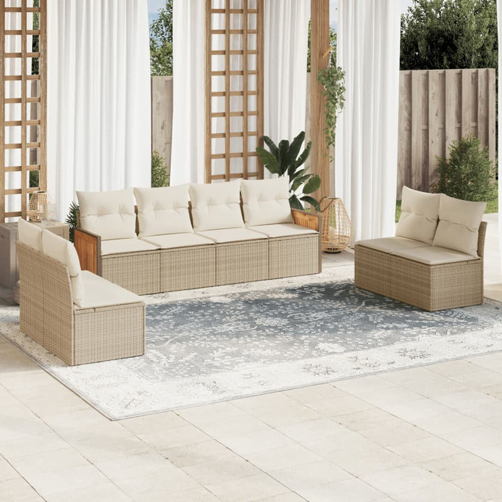 Set Mobilier De Grădină Cu Perne, 9 Piese, Negru, Poliratan