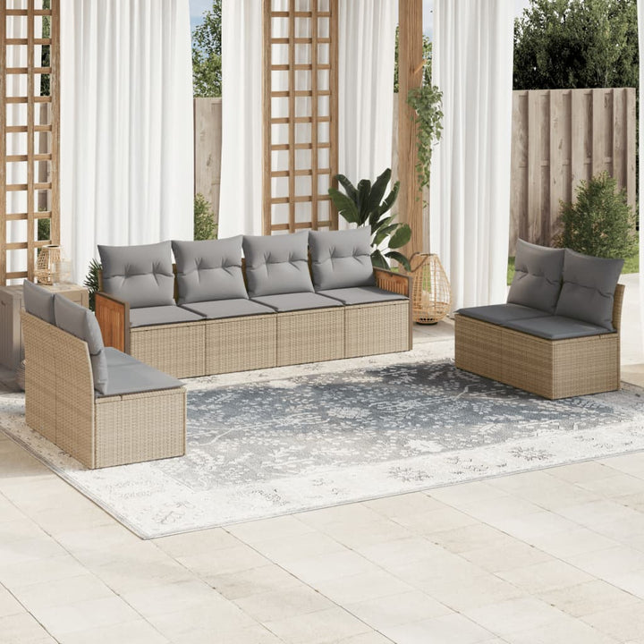 Set Mobilier De Grădină Cu Perne, 9 Piese, Negru, Poliratan