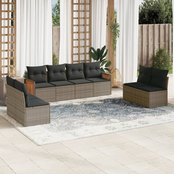 Set Mobilier De Grădină Cu Perne, 9 Piese, Negru, Poliratan