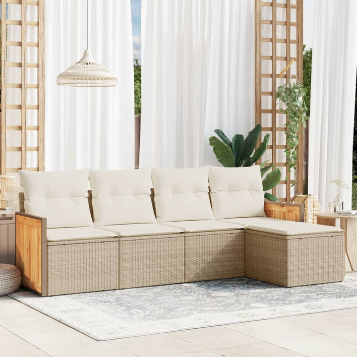 Set Mobilier Grădină Cu Perne, 6 Piese, , Poliratan