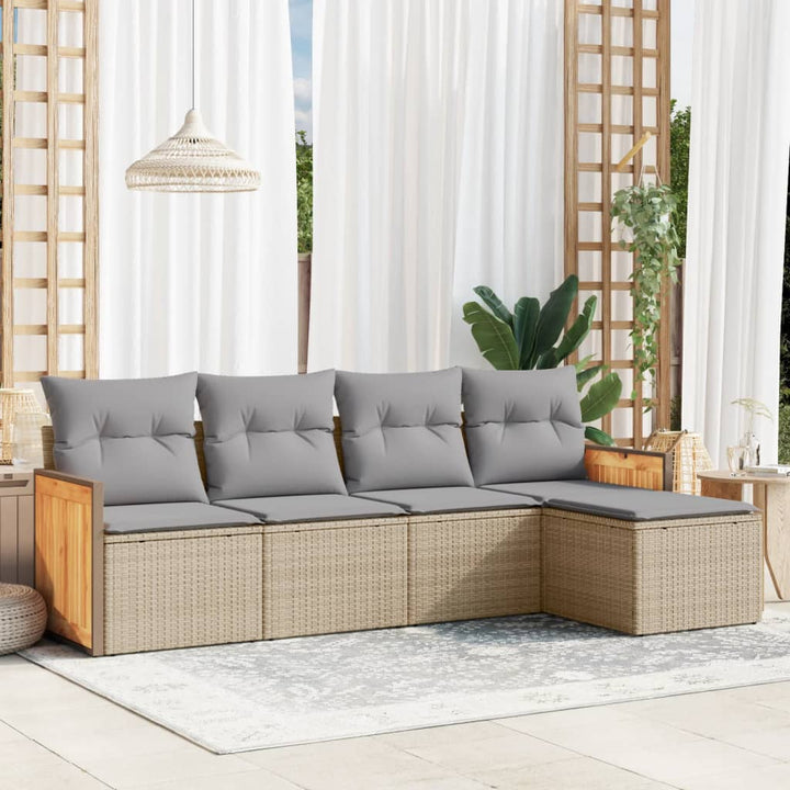 Set Mobilier Grădină Cu Perne, 6 Piese, , Poliratan