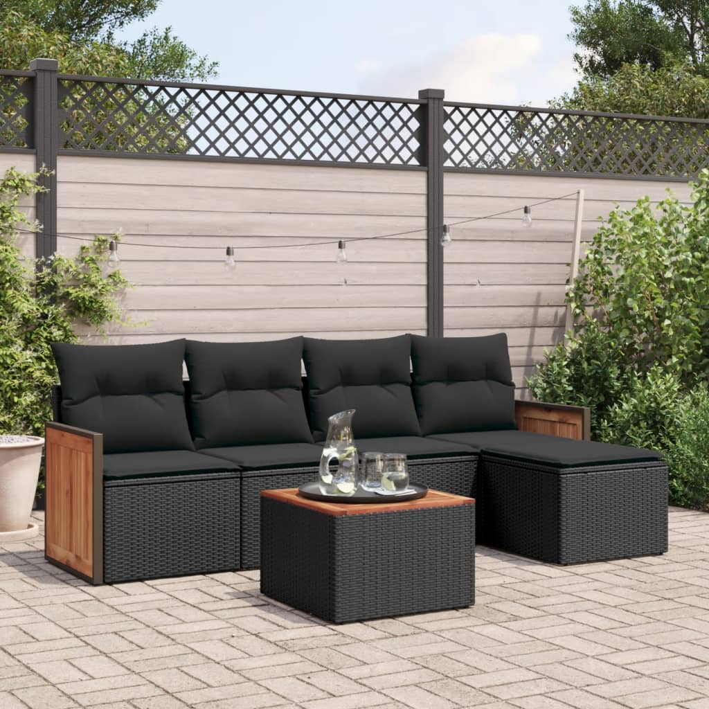 Set Mobilier Grădină Cu Perne, 6 Piese, , Poliratan