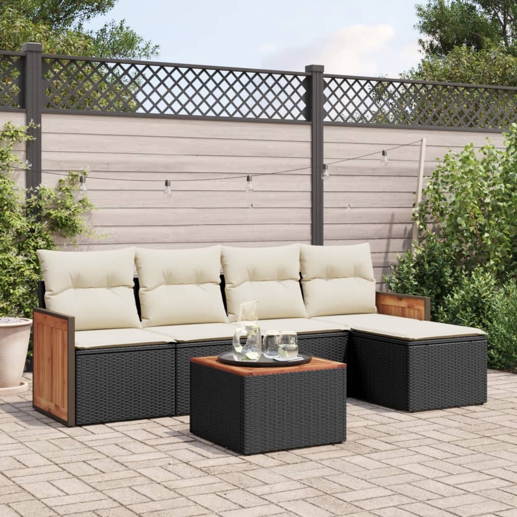 Set Mobilier Grădină Cu Perne, 6 Piese, , Poliratan