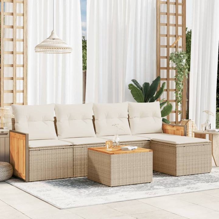 Set Mobilier Grădină Cu Perne, 6 Piese, , Poliratan