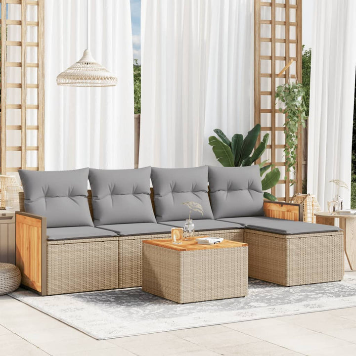 Set Mobilier Grădină Cu Perne, 6 Piese, , Poliratan