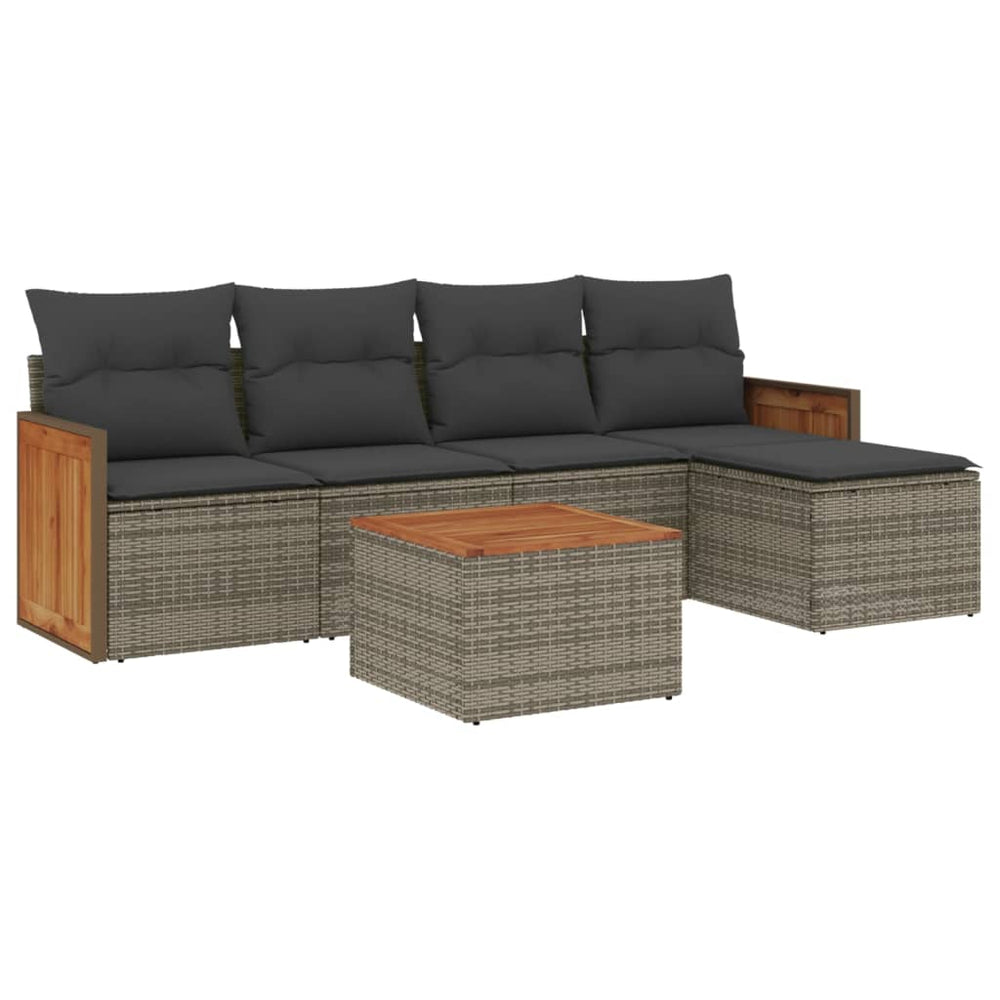 Set Mobilier Grădină Cu Perne, 6 Piese, , Poliratan