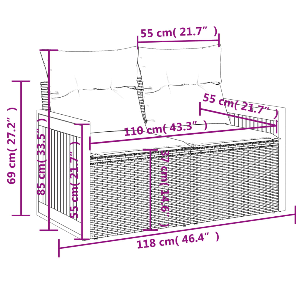 Set Mobilier Grădină Cu Perne, 6 Piese, , Poliratan