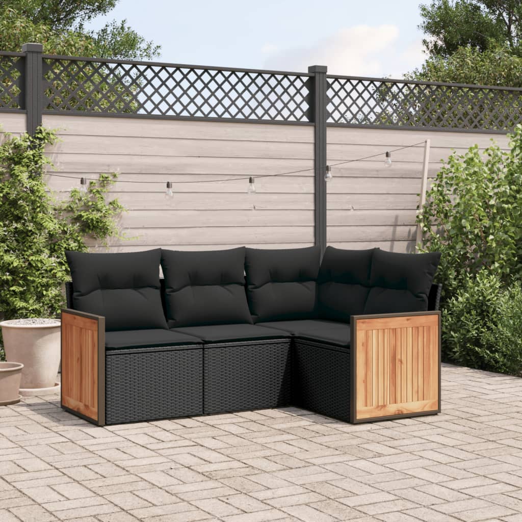 Set Canapele De Grădină, 4 Piese, Cu Perne, Bej, Poliratan