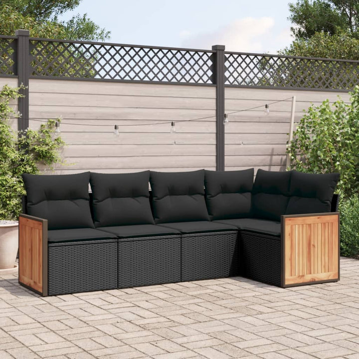 Set Canapele De Grădină Cu Perne, 5 Piese, Bej, Poliratan