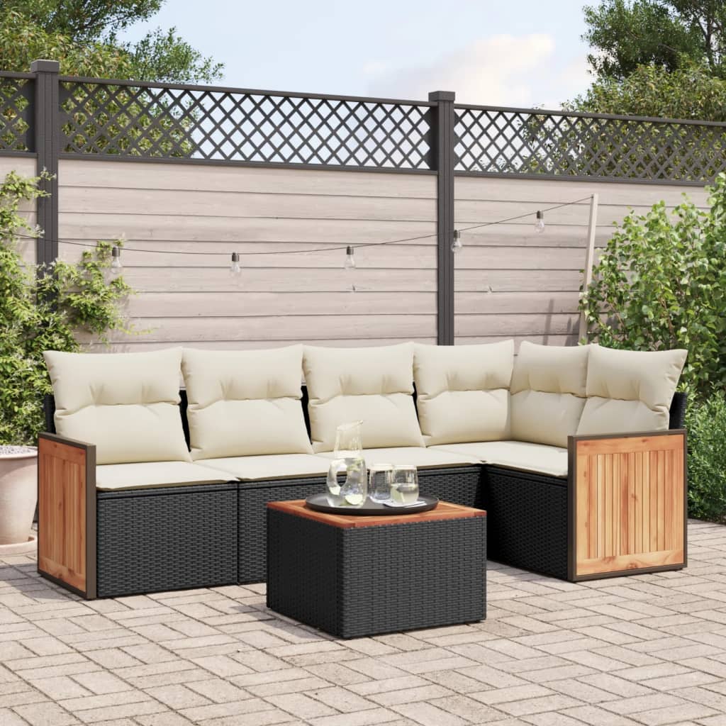 Set Canapele De Grădină Cu Perne, 5 Piese, Bej, Poliratan