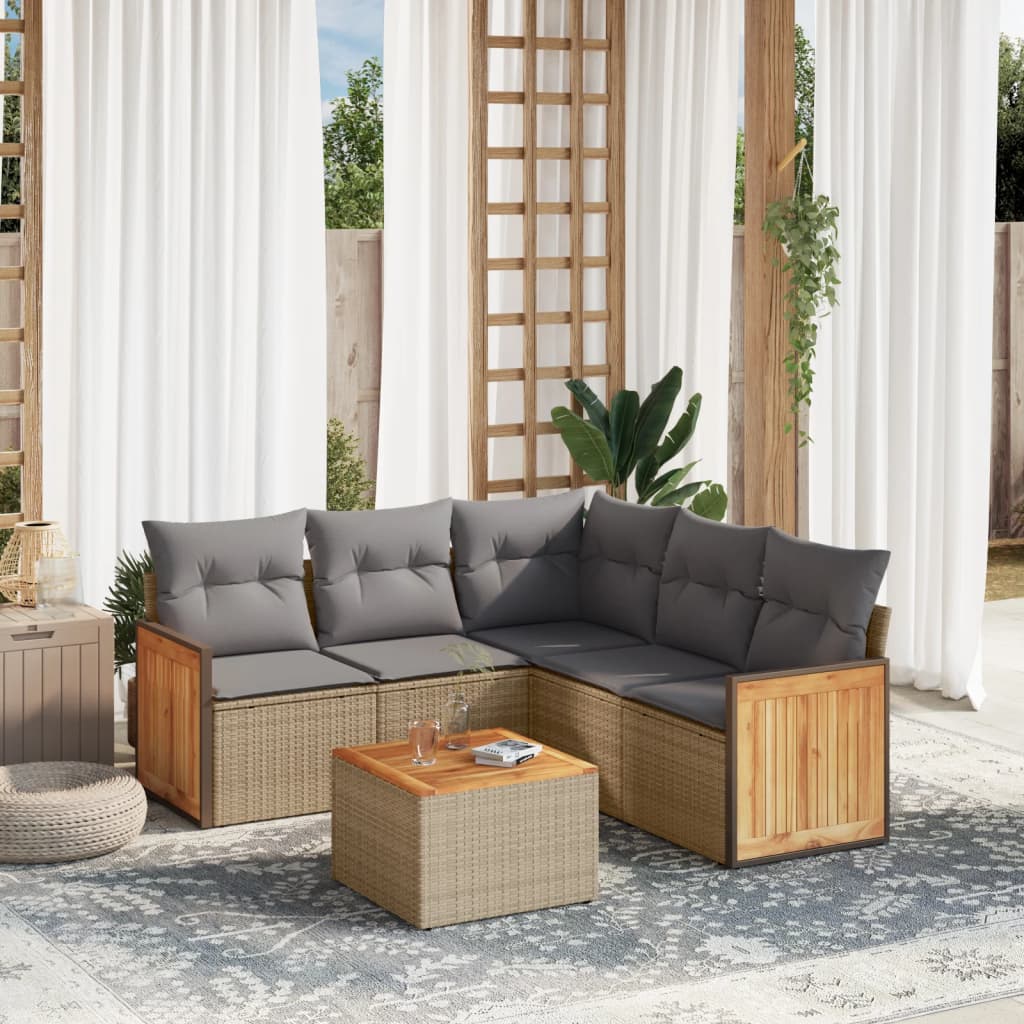 Set Mobilier De Grădină Cu Perne, 6 Piese, , Poliratan