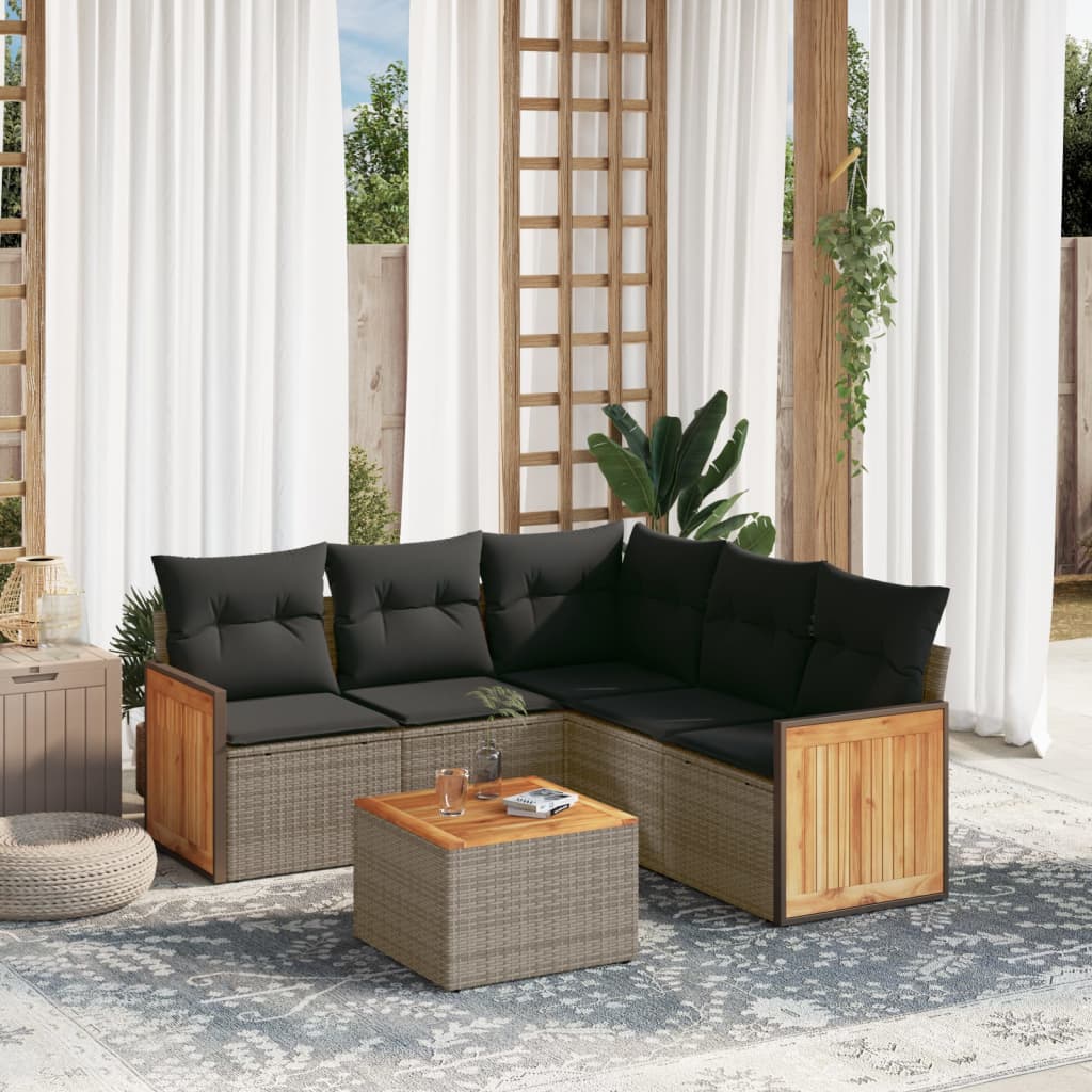 Set Mobilier De Grădină Cu Perne, 6 Piese, , Poliratan