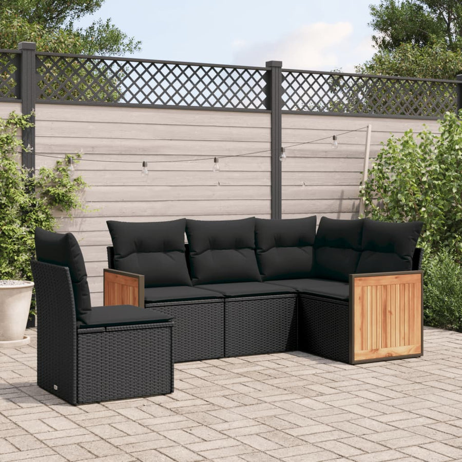 Set Mobilier De Grădină Cu Perne, 5 Piese, , Poliratan