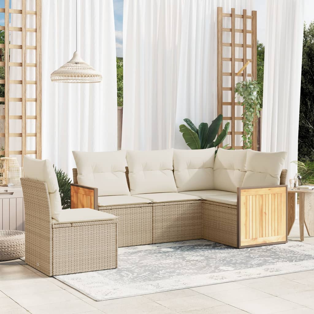 Set Mobilier De Grădină Cu Perne, 5 Piese, , Poliratan