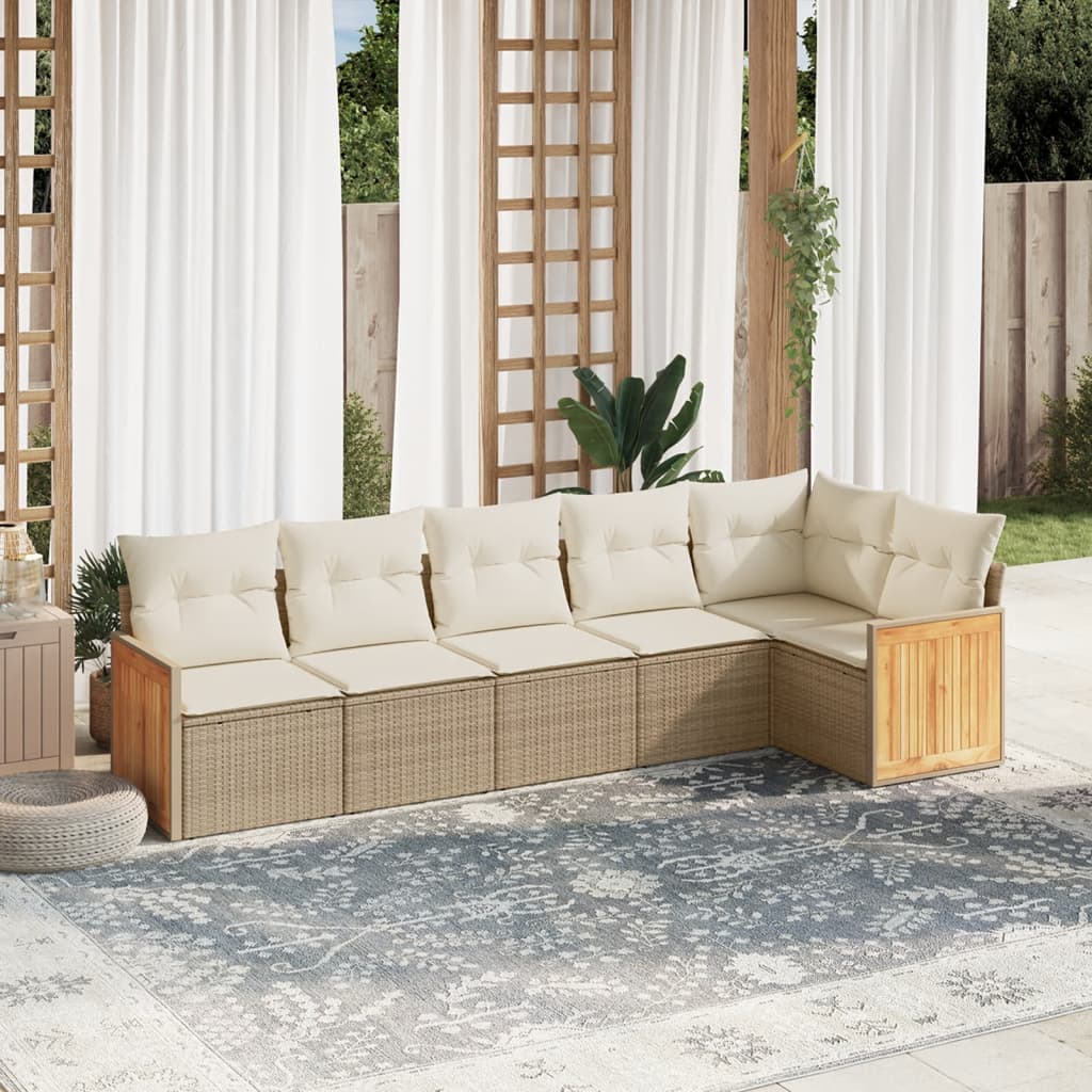 Set Mobilier De Grădină Cu Perne, 6 Piese, , Poliratan