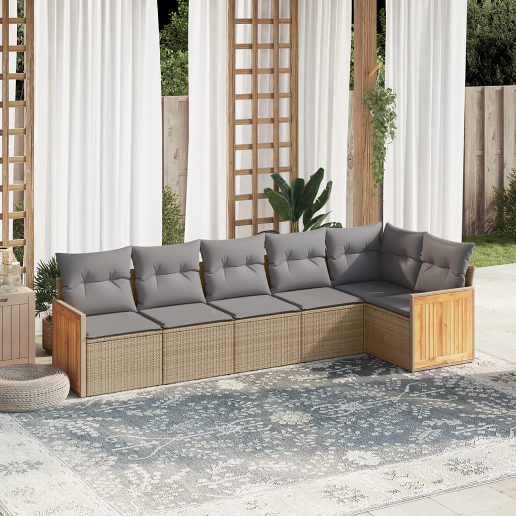 Set Mobilier De Grădină Cu Perne, 6 Piese, , Poliratan