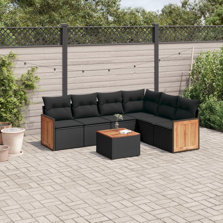 Set Canapele De Grădină Cu Perne, 7 Piese, , Poliratan