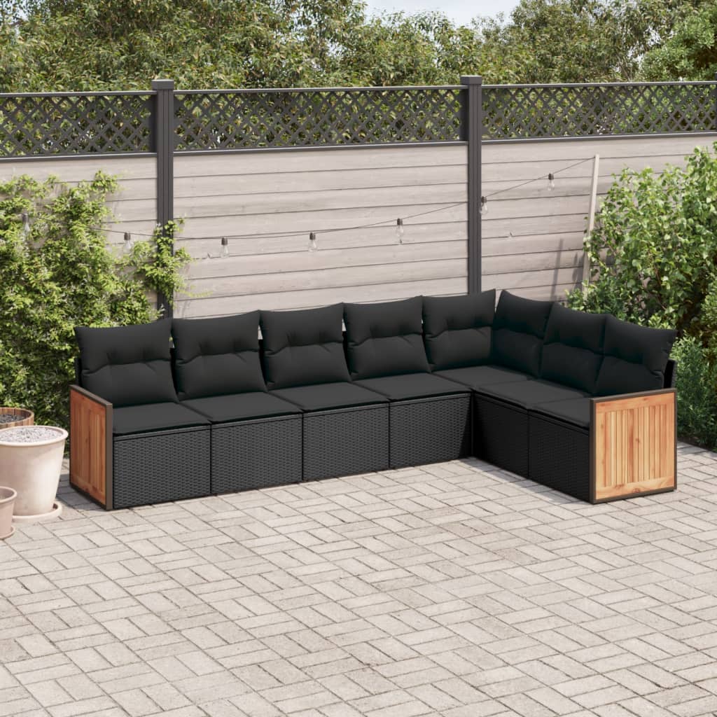 Set Mobilier De Grădină Cu Perne, 8 Piese, , Poliratan