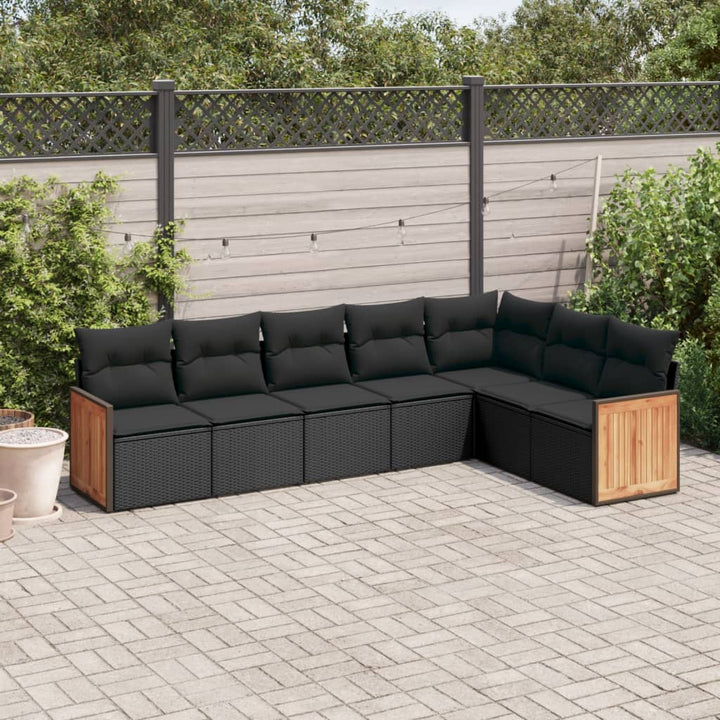 Set Mobilier De Grădină Cu Perne, 8 Piese, , Poliratan
